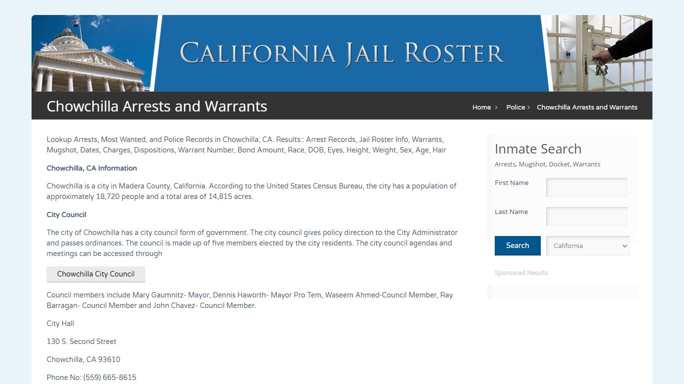 Chowchilla Arrests and Warrants | Jail Roster Search